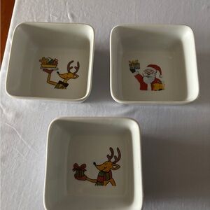 Ashley Cooper White Ceramic Bowls with Santa and Reindeer Designs
